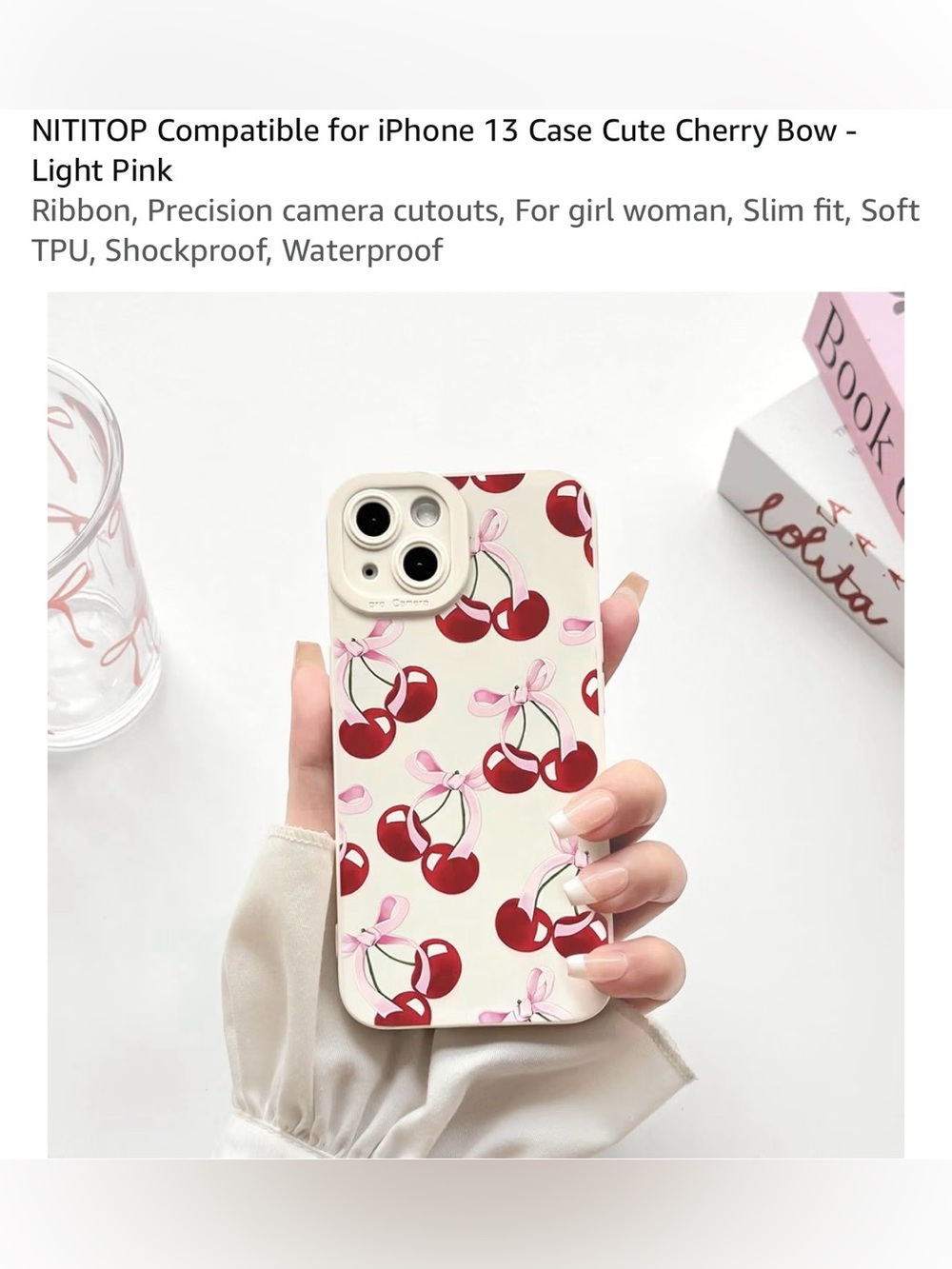 Cherry Bow Phone Case for iPhone 13  - Pink & Red NEW